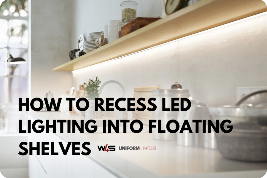 adding recessed lighting to floating shelving blog banner.