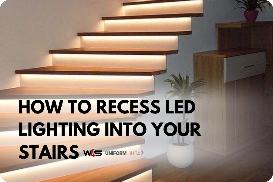 Adding recessed LED lighting to your staircase blog banner.