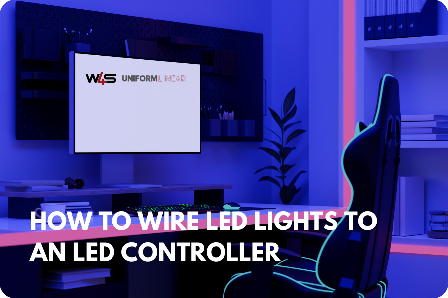 gaming room using colorful LED strips wired to controllers as the blog banner