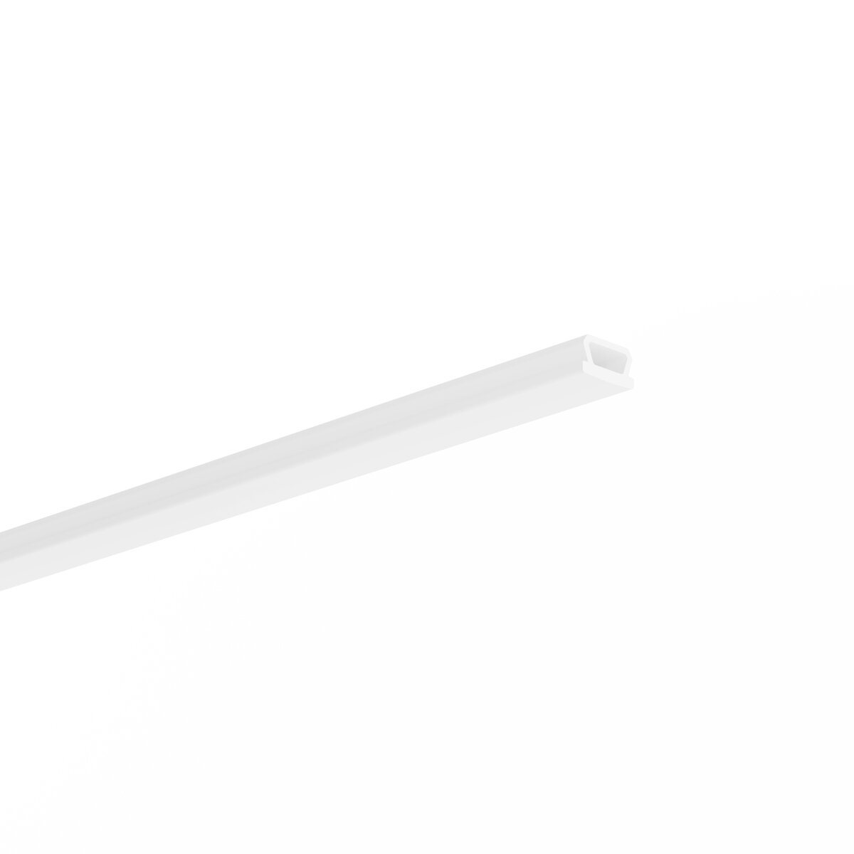 A long, narrow white KOZEL-10-BD rectangular plastic channel with an open slot—ideal for use with the LED Channel Cover for KOZEL-10-BD Profile—is shown on a plain white background.