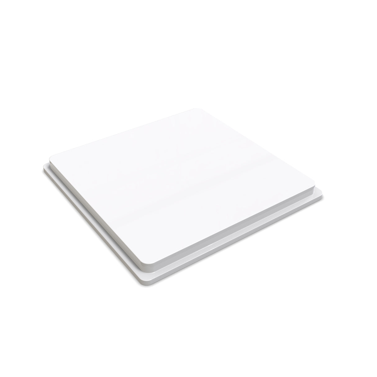 A white, square acrylic end cap for the Sealed Holston74 Profile with slightly rounded corners is shown on a white background.