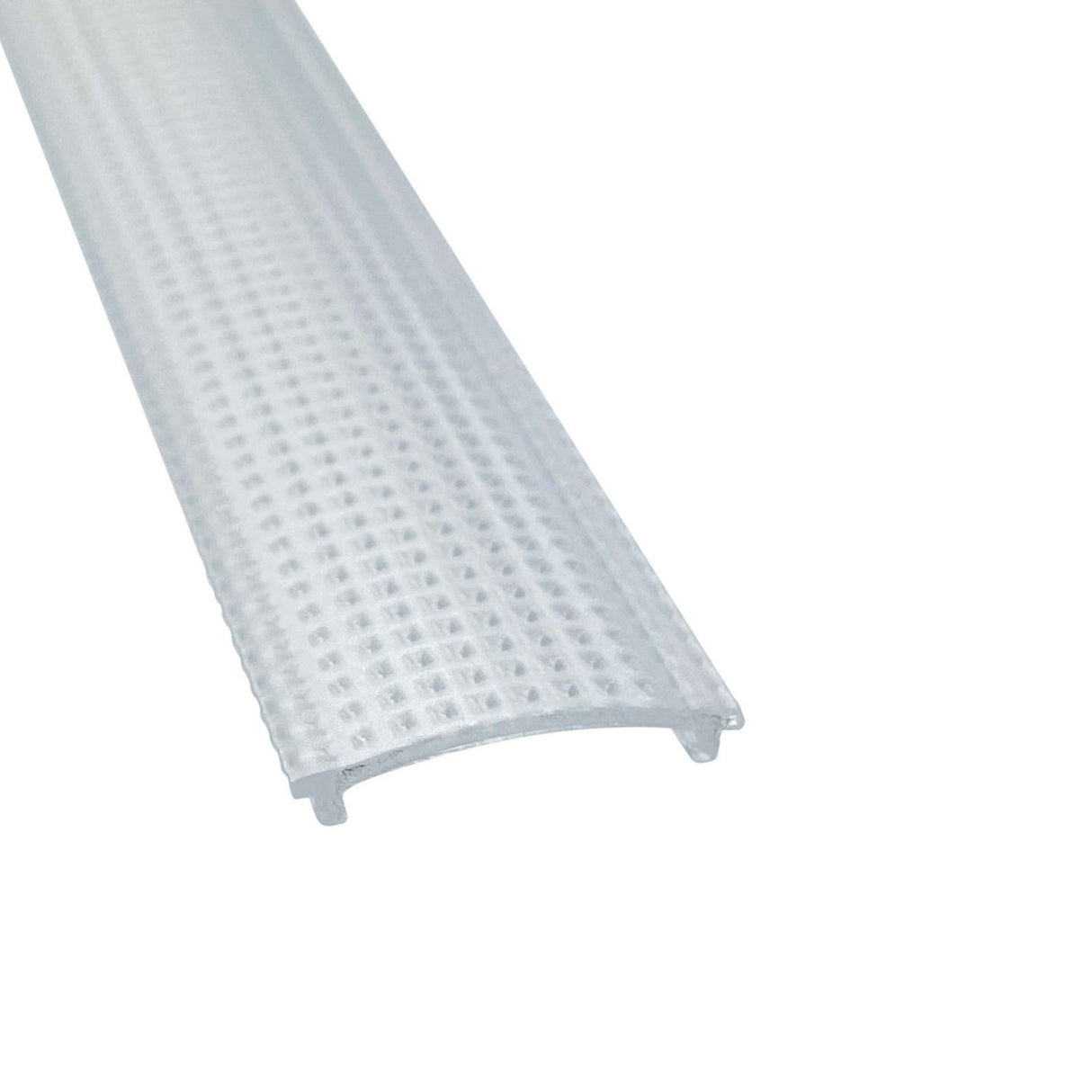 The Black Light Microprism Diffuser for Easy-On Profiles features a clear, curved, textured grid design to fit over LED strips or profiles and is displayed against a plain white background.