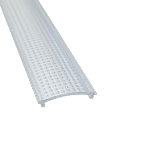 The Black Light Microprism Diffuser for Easy-On Profiles features a clear, curved, textured grid design to fit over LED strips or profiles and is displayed against a plain white background.