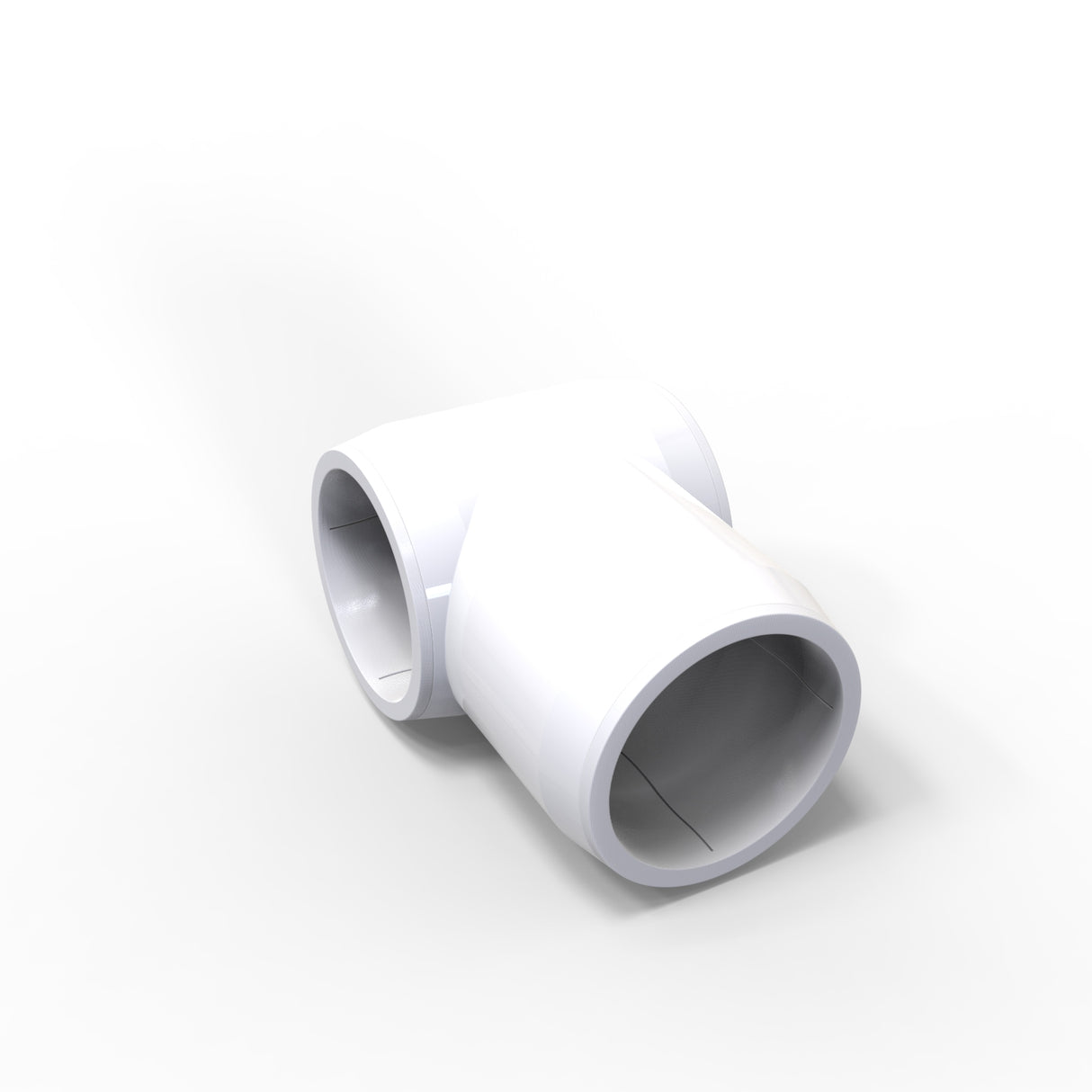 A Structural PVC Joiner for Sierra38 tube profile, white and T-shaped with three open ends, commonly used as a joiner in lighting installation accessories, shown on a plain white background.