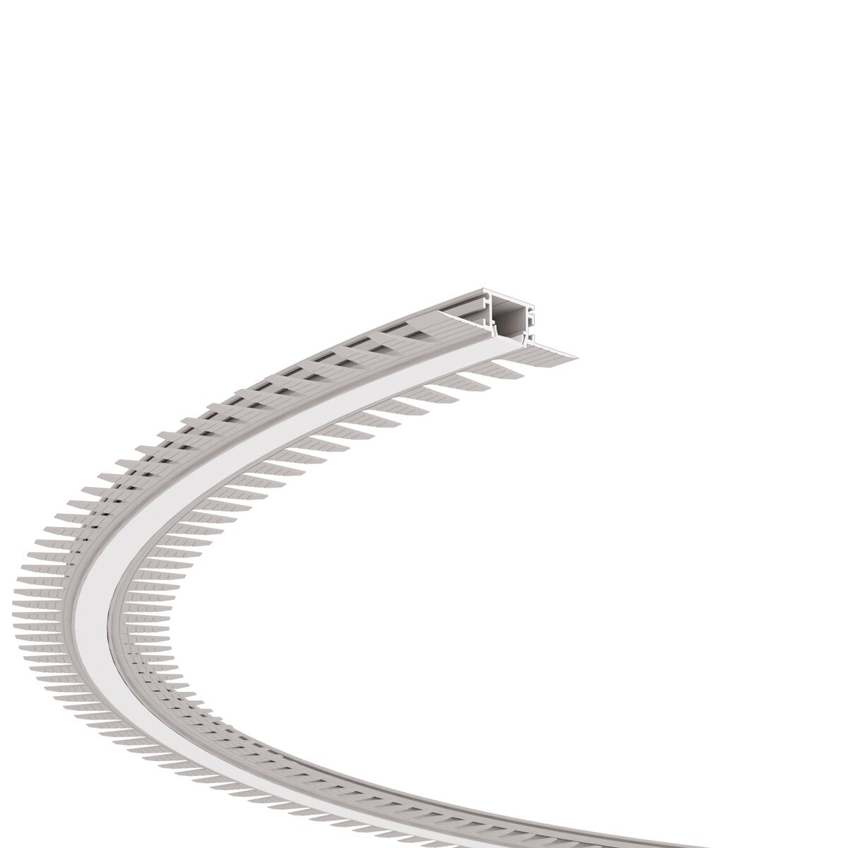 The 0.8 Bendable Drywall LED Lighting Channel (Model Klus KOZMA-BD) features a curved white profile ideal for creating modern lighting effects in walls or ceilings, shown against a white background.