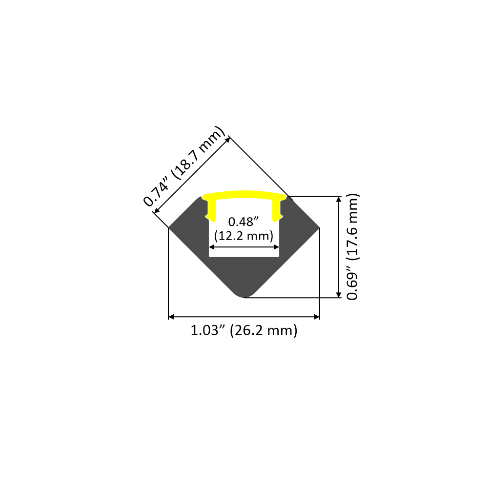45 Degree Corner Mount LED Channel ~ Model ALU-45 - Wired4Signs USA - Buy LED lighting online
