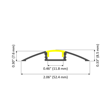 LED Floor Lighting Strip Surface Mount Channel ~ Model Alu-Flat - dimensions drawing - Wired4Signs USA - Buy LED lighting online