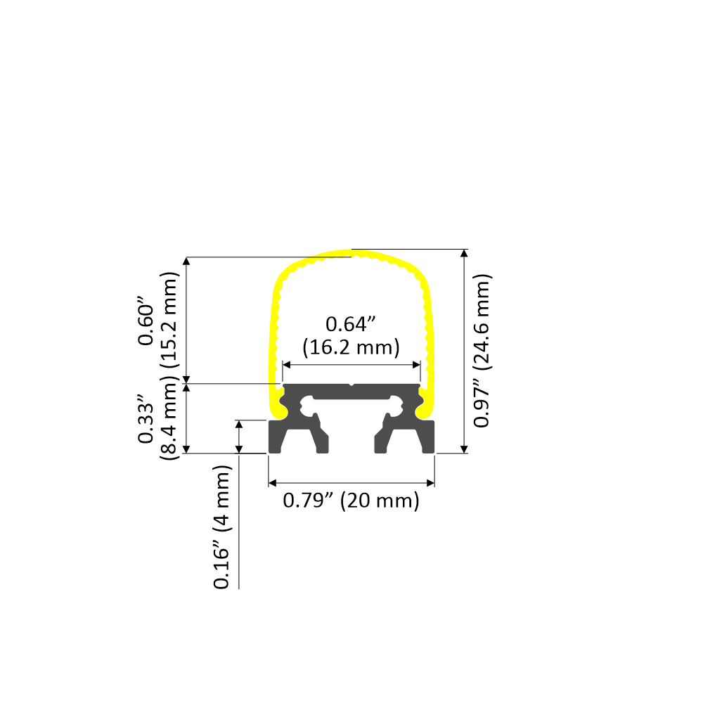 180 Deg Square Neon LED Strip Diffuser Channel ~ Model Alu-Square - Wired4Signs USA - Buy LED lighting online