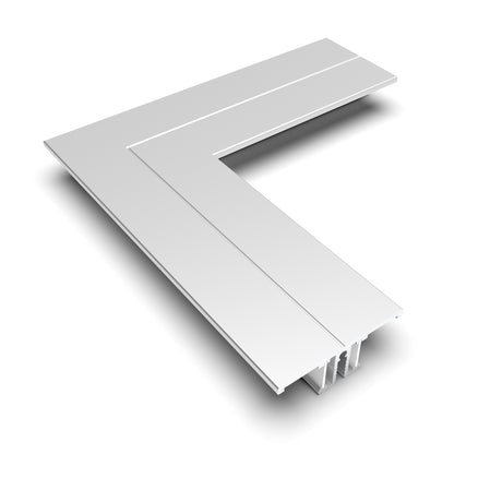 The 90 Degree Corner Connector for Back10 Profile is a white, L-shaped metal trim with a modern design—perfect for LED channels—shown on a white background with a soft shadow.