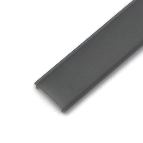 A close-up of the LED Diffuser for Standard Easy-On Profiles—flat, rectangular, dark gray plastic with rounded edges—shown against a white background.