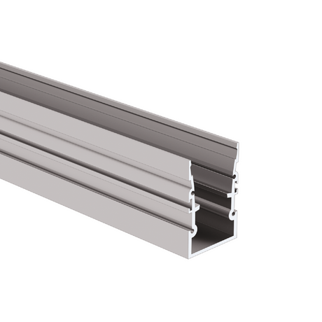 The Complementary Mounting Profile ~ Model HR-MAX-TW is a 3D-rendered aluminum profile featuring multiple grooves and channels, shown at an angle against a white background.