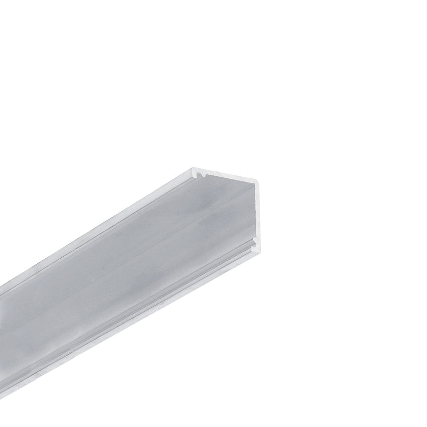 A close-up of the Corner LED Channel ~ Model Cabi12 Duo, a translucent triangular acrylic profile bar with a hollow center, perfect for retail displays, shown against a plain white background.