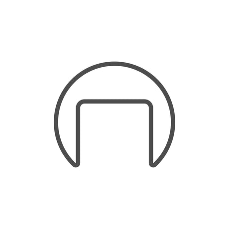 A minimal black outline of a semicircle with two vertical lines, resembling the Round Stainless Steel LED Handrail Profile ~ Model Comenza, displayed on a white background.