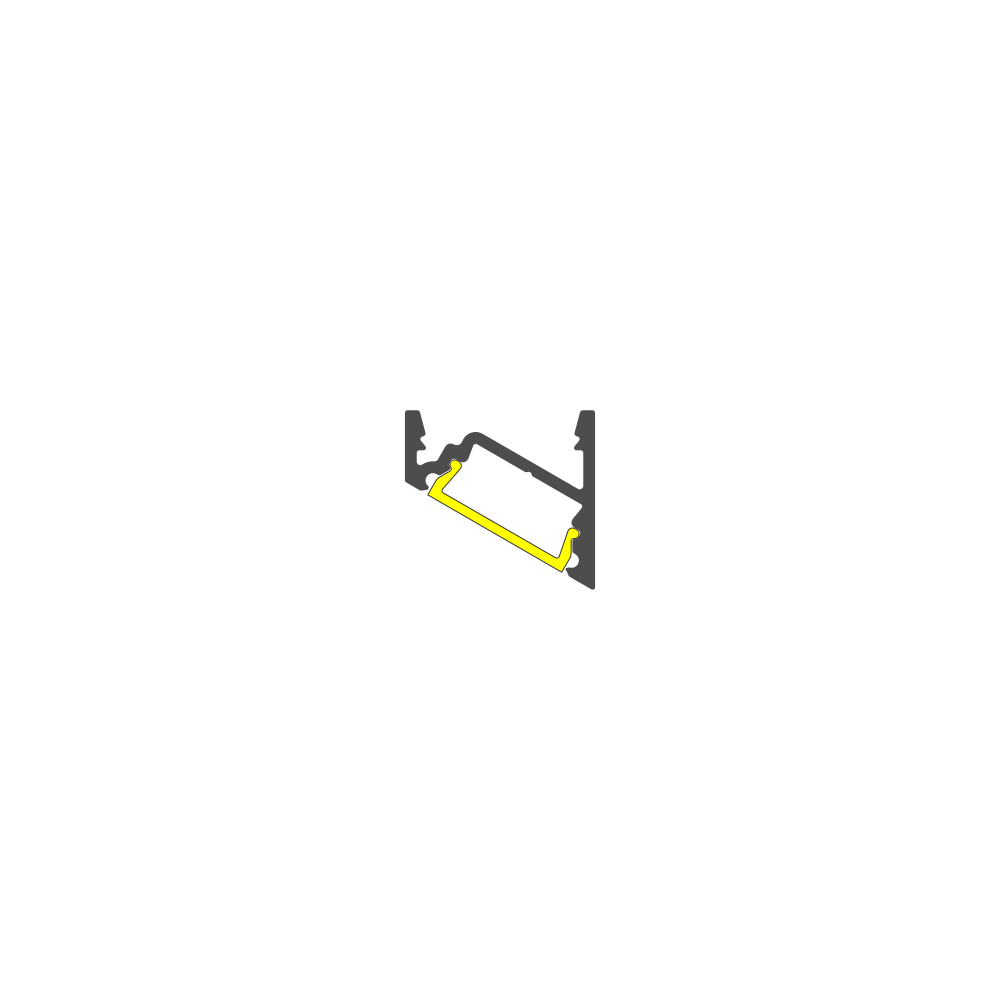 A simple black and yellow cross-section diagram of the 30/60 Degree Corner LED Channel (Model Corner10.v2)—an angled mechanical or structural component—displayed on a white background.