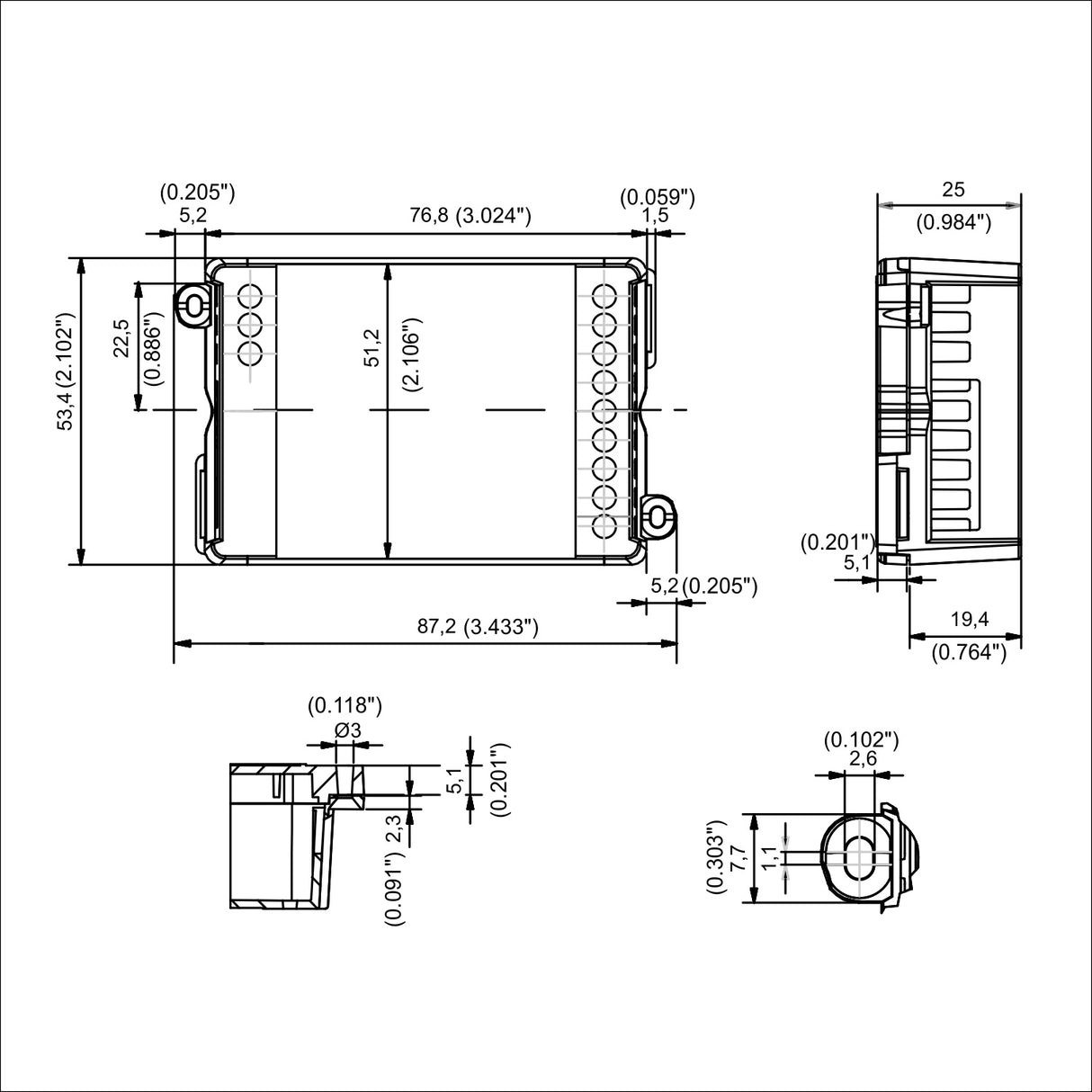DLX1224-4CV-DALI dimensions drawing
