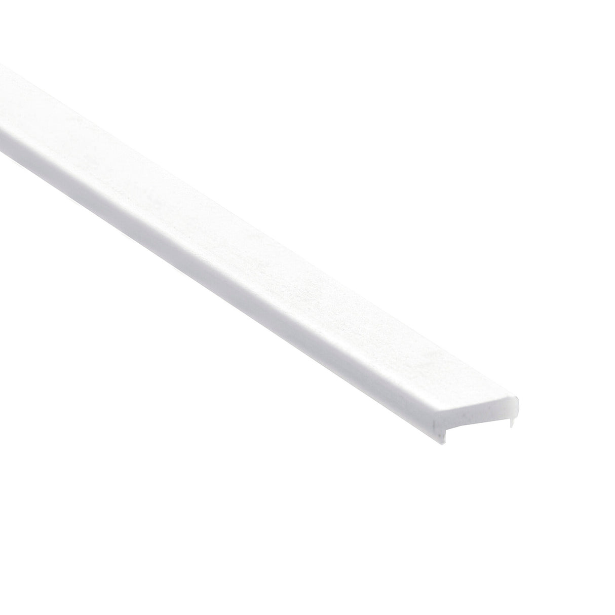 The LED Diffuser for Treadable Easy-On XL Profiles is a long, narrow, white plastic trim piece with a flat surface and slightly raised edges, shown against a plain white background.
