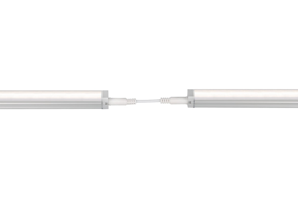 Two FLX Stix CDV Series commercial refrigerator LED lights with silver ends are aligned horizontally, connected by a short cable—ideal for cooler or freezer lighting. The background is plain white.