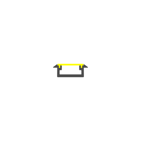 A simple icon of an open cardboard box with a yellow line on a white background mirrors the sleek aluminum finish found in the 0.53 Small Recessed LED Channel ~ Model Frankfurt, perfect for modern lighting designs.