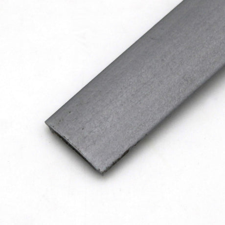 A close-up of a flat, rectangular metal bar with a smooth, brushed surface shown next to the LED Diffuser for Standard Easy-On Profiles on a white background.
