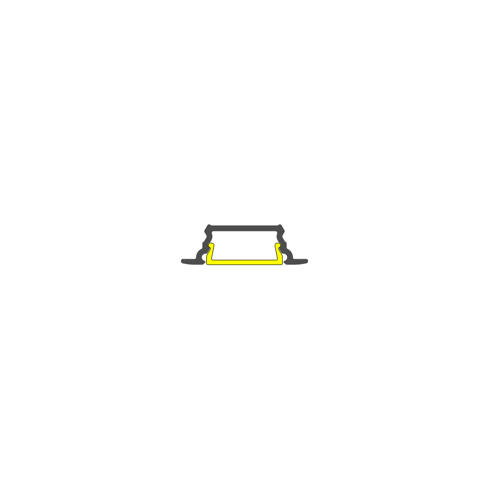 A minimalist drawing of a pet food bowl with a yellow outline centered on a white background, inspired by the clean lines and modern aesthetic of the Groove10.v2 0.42″ Recessed LED Channel often used in contemporary furniture lighting design.