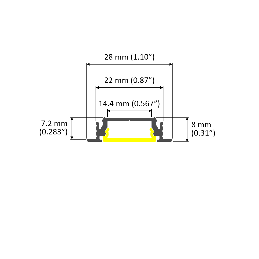 Recessed Easy Mounting LED Channel ~ Model Groove14