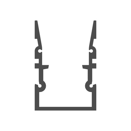 A simple black outline of an abstract, symmetrical U-shape with jagged top edges on white, inspired by the Complementary Mounting Profile ~ Model HR-MAX-TW from the HR-MAX driveway system.
