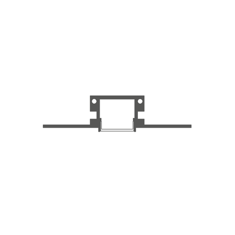 A minimalistic black and white line drawing of the KOZMA-BD 0.8 Bendable Drywall LED Lighting Channel, featuring a central rectangular cutout and two circular holes atop, ideal for architectural decorative lighting.