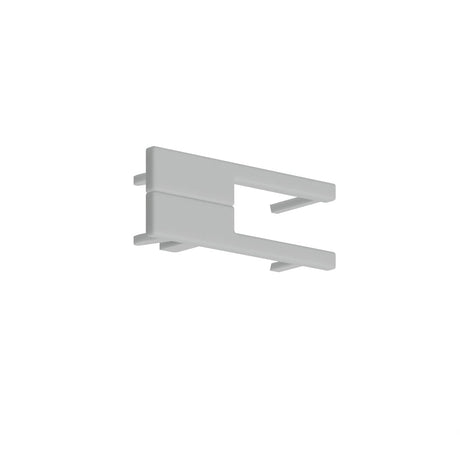 The End Cap for KRAV-56 Profile is a gray plastic clip with two parallel prongs and a flat base, designed for fastening or securing a KRAV-56 profile or lighting fixture component in a simple, minimalistic style.
