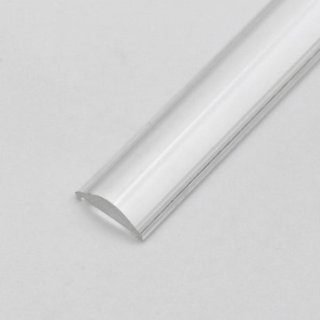 A smooth, 2m-long 30 degree optic lens for the Alu-Round profile is shown on a plain, light gray background.