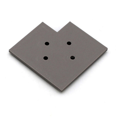 A gray, V-shaped 3D Printed Hidden Joiner and Bracket for SLW10 Profile with four circular holes in a square pattern, shown on a white background—ideal as an LED profile extension from Wired4signs USA.