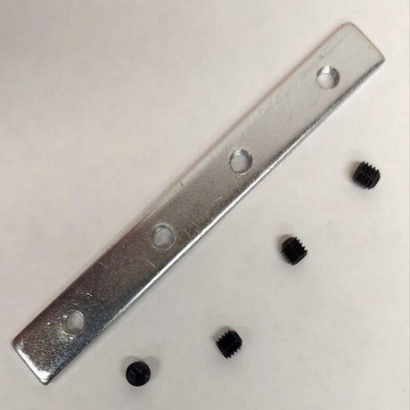 A 180 Degree Straight Connector for HR-MAX and Hannover Profile, shown with four black set screws, rests on a plain white surface.