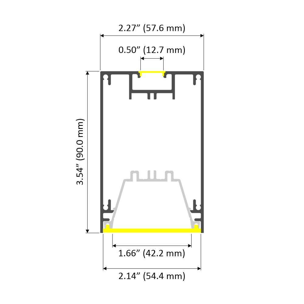 3.5x2.2" Linear Suspension Lighting Channel ~ Model Munich Magnum - Wired4Signs USA - Buy LED lighting online