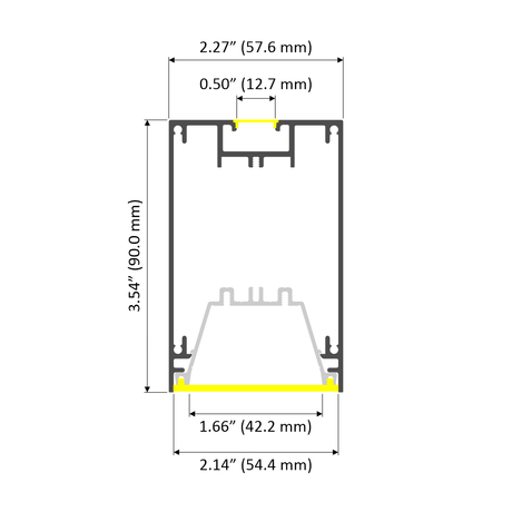 3.5x2.2" Linear Suspension Lighting Channel ~ Model Munich Magnum - Wired4Signs USA - Buy LED lighting online