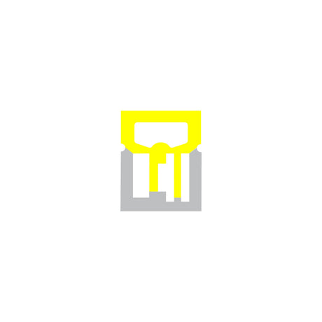 Minimalist illustration of a person raising a yellow trophy with gray arms in celebration beneath Wide Flexible Neon Lights LED Profile, Model Neon Las Vegas XL, displayed on a white background.