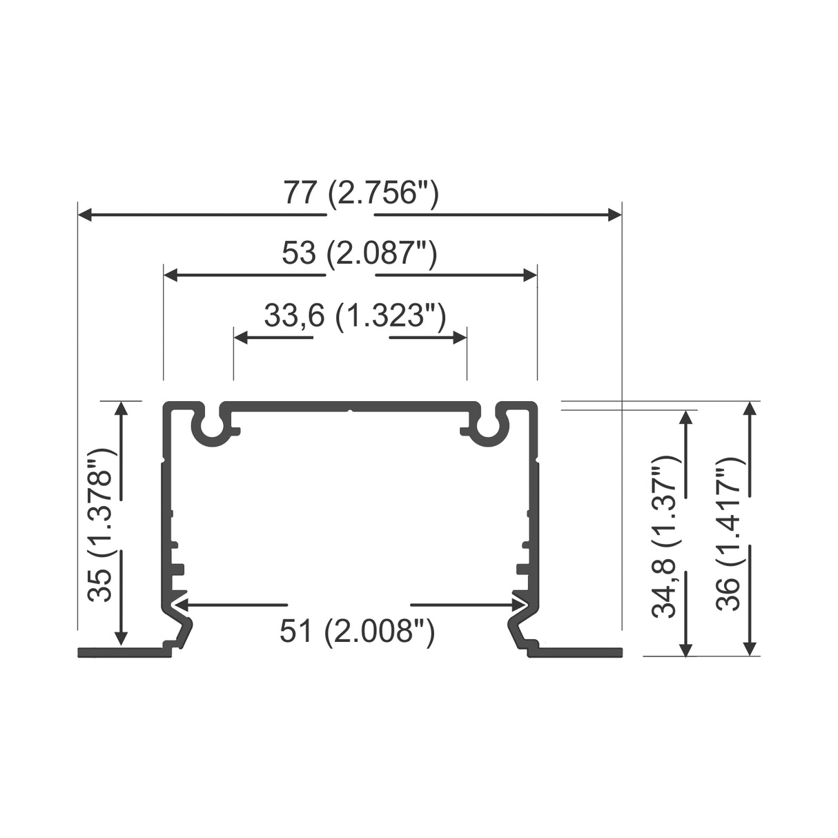 Large Recessed Easy-Mounting LED Channel ~ Model Phil Recessed