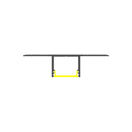 Minimalist bridge illustration: two vertical supports and a flat roadway, accented by Plaster-In Trimless Plasterboard LED Profile ~ Model Plane14-In in yellow at the base, standing out against the gray structure.