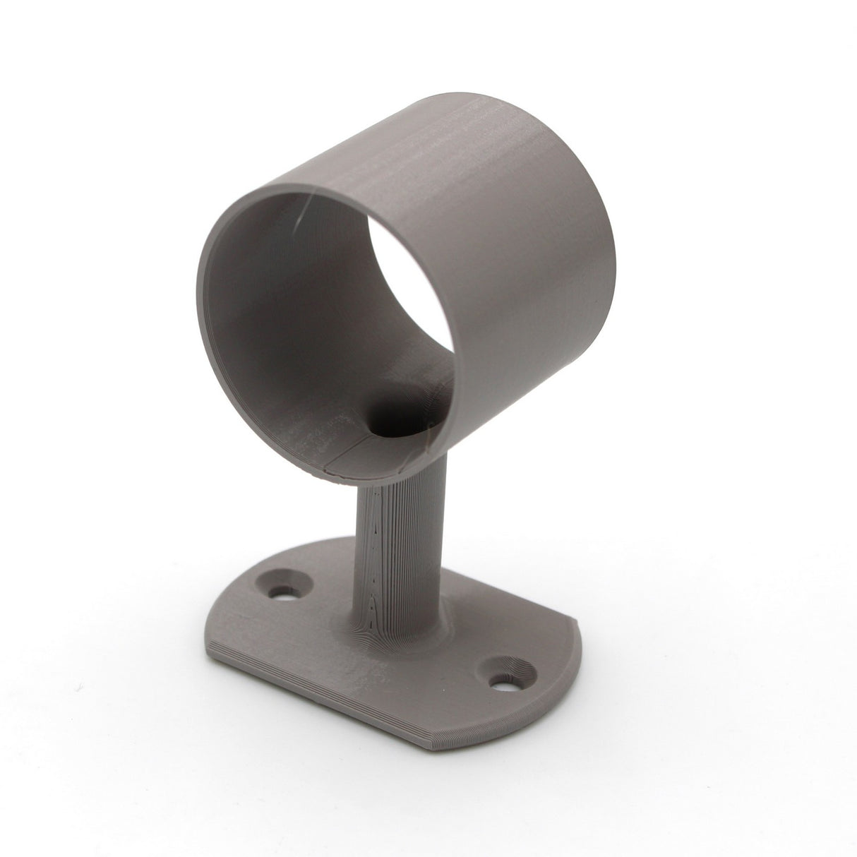 The Wired Post for 1.50 Round Profiles is a gray plastic bracket with a cylindrical holder, ideal for supporting rods or LED diffuser tubes. It has a rectangular base with two screw holes and stands upright on a white background.