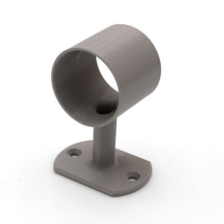 The Wired Post for 1.50 Round Profiles is a gray plastic bracket with a cylindrical holder, ideal for supporting rods or LED diffuser tubes. It has a rectangular base with two screw holes and stands upright on a white background.