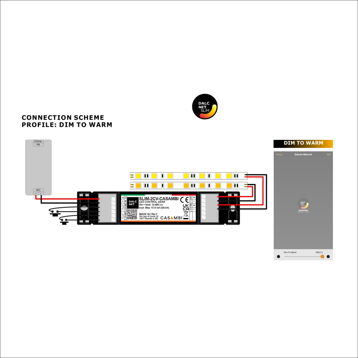 Slimline 2-Channel Tunable-White LED Dimmer with Casambi ~ Model SLIM-2CV-CASAMBI wiring diagram dim to warm