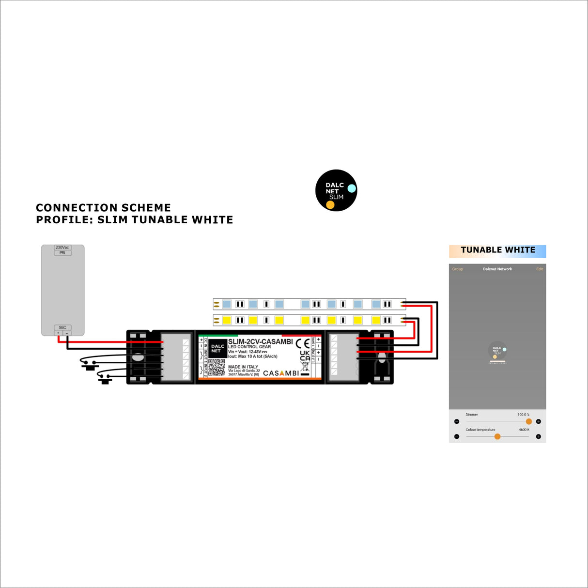 Slimline 2-Channel Tunable-White LED Dimmer with Casambi ~ Model SLIM-2CV-CASAMBI wiring diagram slim tunable white