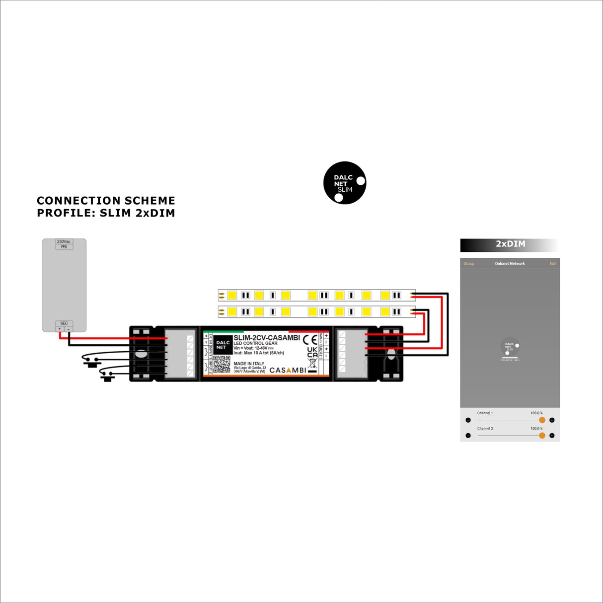 Slimline 2-Channel Tunable-White LED Dimmer with Casambi ~ Model SLIM-2CV-CASAMBI wiring diagram two single color strips