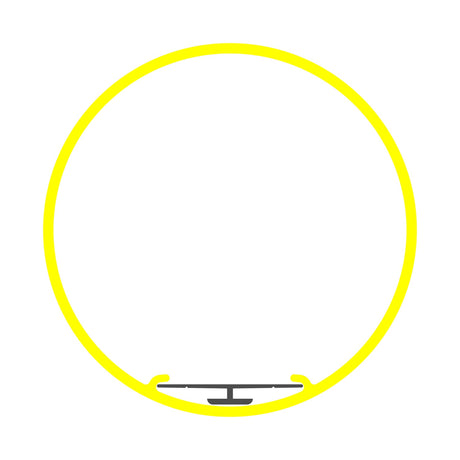 A minimalist image of a bright yellow circle featuring a small gray T-shape at the bottom center, resembling the 2.56 Round Acrylic LED Lighting Tube (Model Smokies65), set against a plain white background.