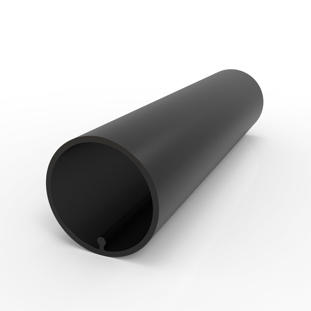The 1.50" Round Acrylic LED Tube (Model Sierra38) is a black cylindrical lighting tube with a hollow center and small internal groove, shown on a white background.