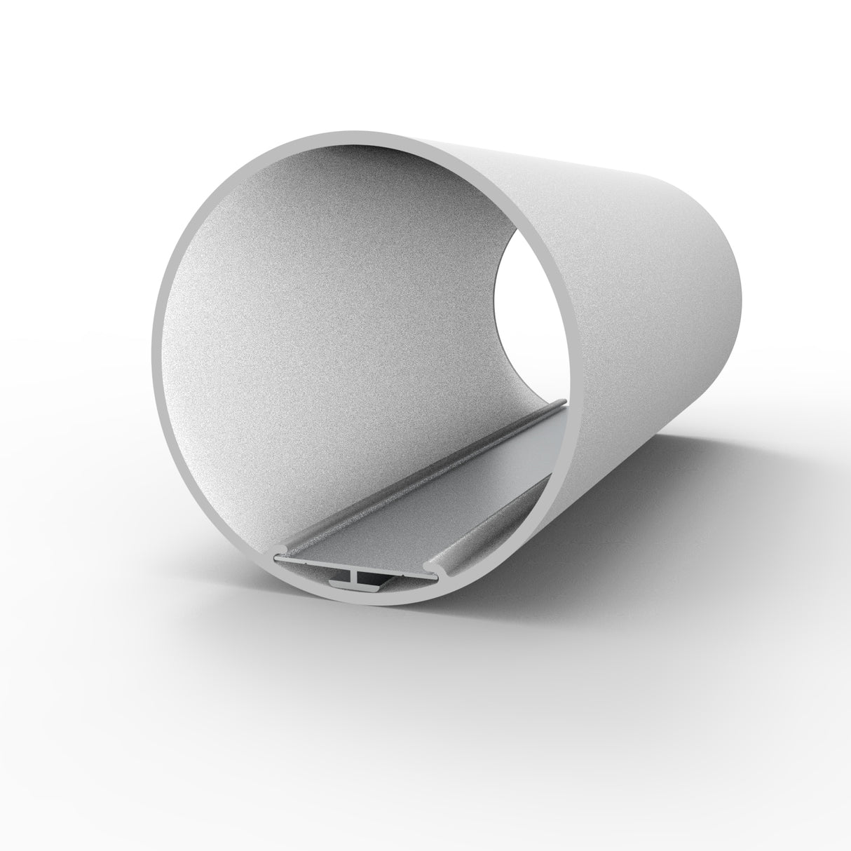 The 2.56 Round Acrylic LED Lighting Tube (Model Smokies65) lies on its side, featuring an interior rail for mounting an RGB LED strip or serving as an LED diffuser tube. The background is plain white.