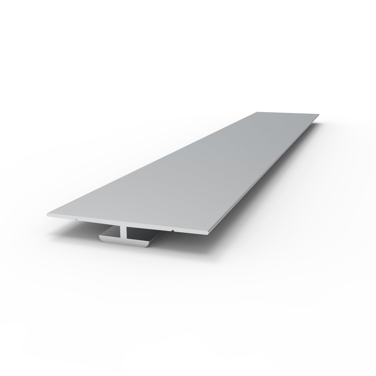 The LED Mounting Plate for Smokies65 Profile is a long, flat, rectangular plate with a T-shaped support underneath, shown from a low angle against a plain white background.