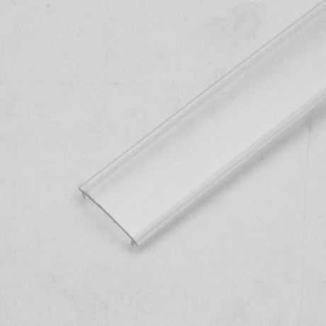 An LED Diffuser for Standard Easy-On Profiles, featuring a clear, flat, rectangular design, is positioned diagonally on a plain white background.