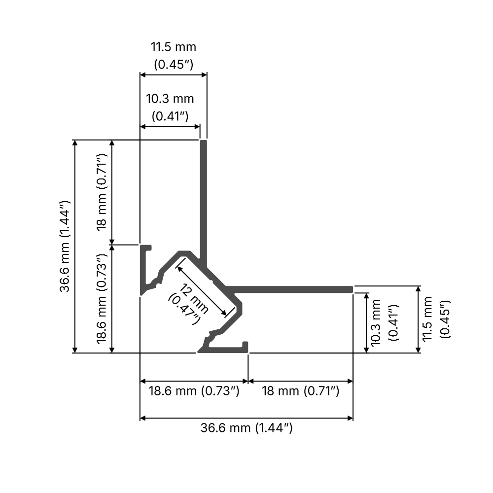 Tile Edge LED Strip Light Channel ~ Model Uni-Tile12 270Deg - Wired4Signs USA - Buy LED lighting online