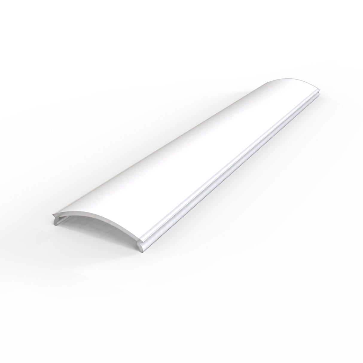 The Diffuser for Alu-Round 52 Profile is a white, curved, rectangular cover with a satin matt finish and slightly raised edges, designed for LED strips. Shown here on a white background.