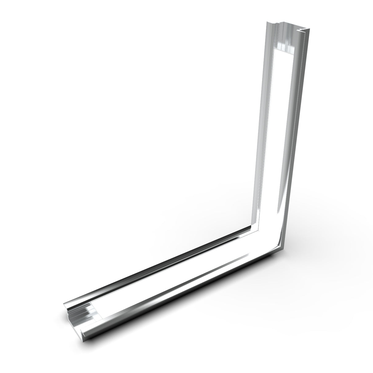 The 90 Degree Connector for Begtin12 Profile is a metallic, L-shaped bracket with a hollow channel design, perfect for joining LED channels. Shown on a white background.