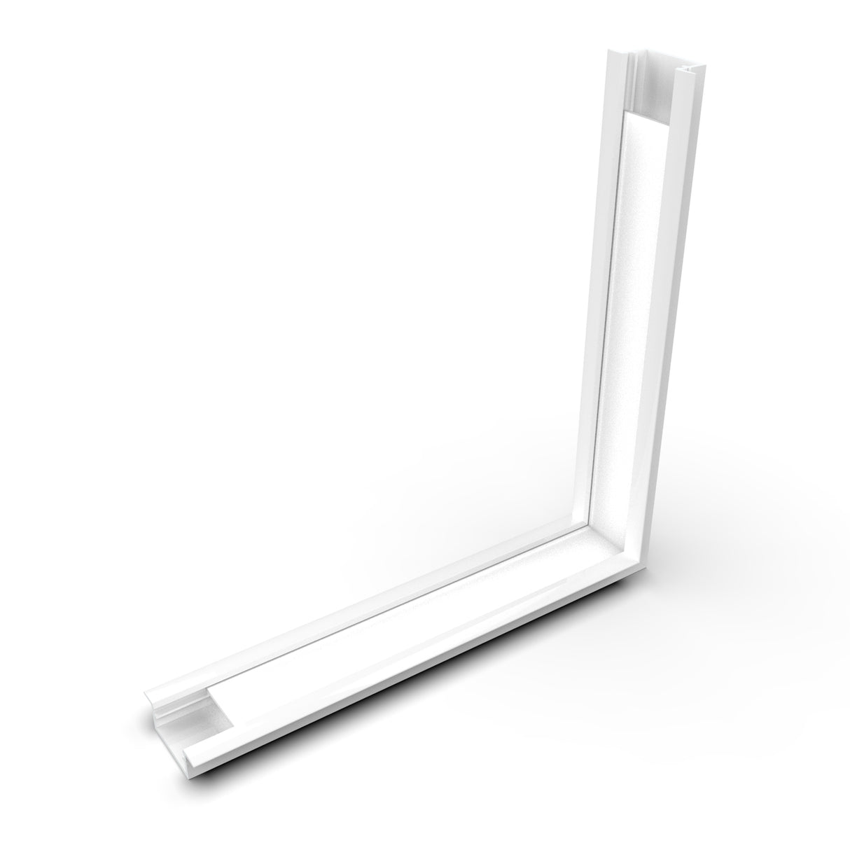 The 90 Degree Connector for Begtin12 Profile is a white, L-shaped aluminum LED channel with straight edges and grooves along each segment, designed to serve as a corner connector in Begtin12 lighting systems.